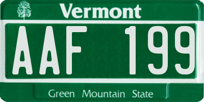 VT license plate AAF199