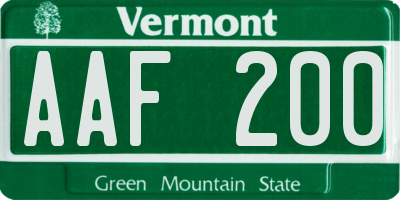 VT license plate AAF200