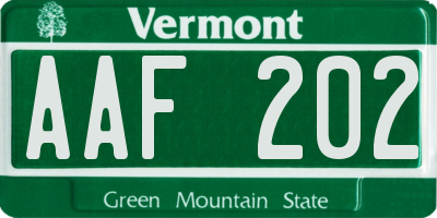 VT license plate AAF202