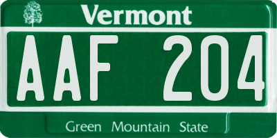 VT license plate AAF204