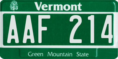 VT license plate AAF214