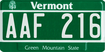 VT license plate AAF216