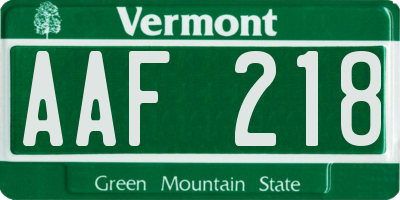 VT license plate AAF218