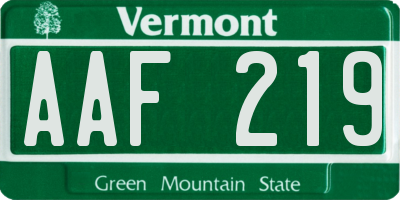 VT license plate AAF219