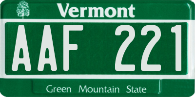 VT license plate AAF221