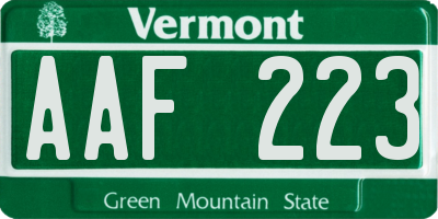 VT license plate AAF223