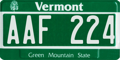 VT license plate AAF224