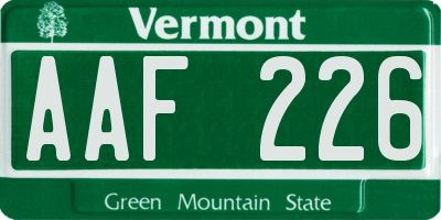 VT license plate AAF226