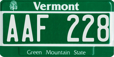 VT license plate AAF228