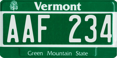 VT license plate AAF234