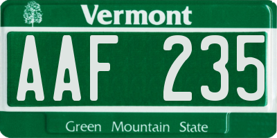 VT license plate AAF235