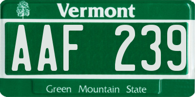 VT license plate AAF239