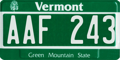 VT license plate AAF243