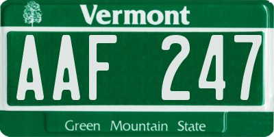 VT license plate AAF247