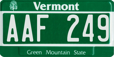 VT license plate AAF249