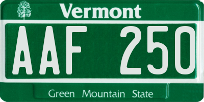 VT license plate AAF250