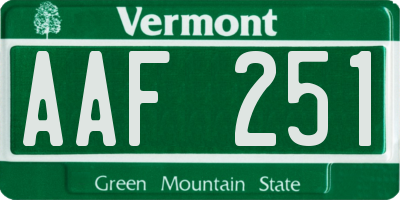 VT license plate AAF251