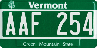 VT license plate AAF254