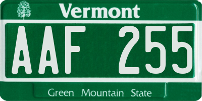 VT license plate AAF255
