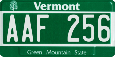 VT license plate AAF256