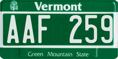 VT license plate AAF259