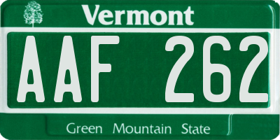 VT license plate AAF262