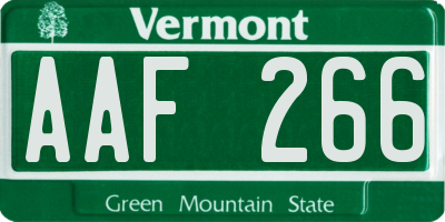 VT license plate AAF266