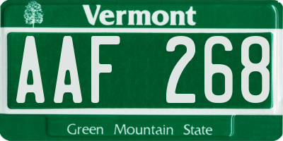 VT license plate AAF268