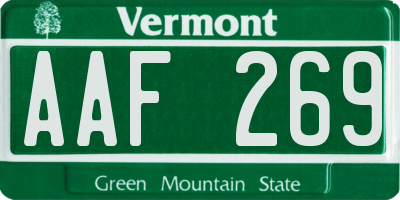 VT license plate AAF269