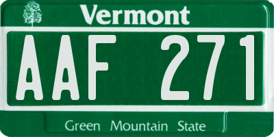 VT license plate AAF271