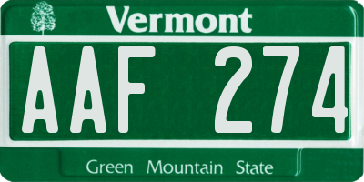 VT license plate AAF274