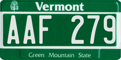 VT license plate AAF279