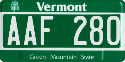 VT license plate AAF280