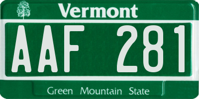 VT license plate AAF281