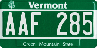 VT license plate AAF285