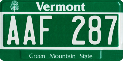 VT license plate AAF287