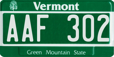 VT license plate AAF302