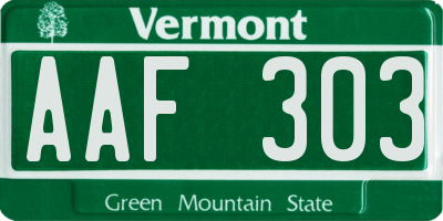 VT license plate AAF303