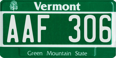 VT license plate AAF306