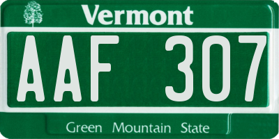 VT license plate AAF307