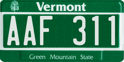 VT license plate AAF311