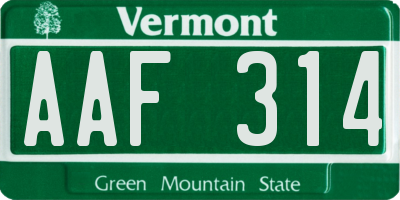 VT license plate AAF314