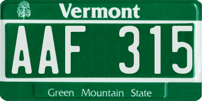 VT license plate AAF315