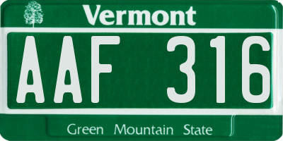 VT license plate AAF316