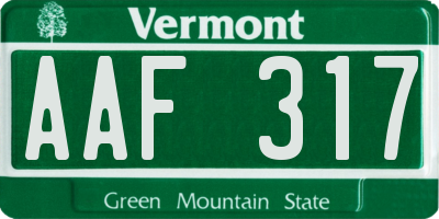 VT license plate AAF317