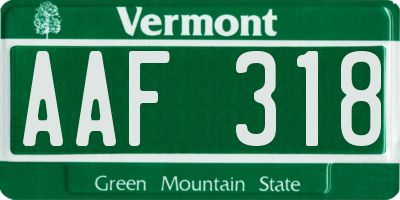 VT license plate AAF318