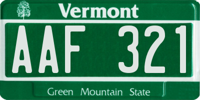 VT license plate AAF321