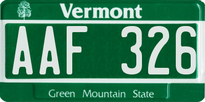 VT license plate AAF326