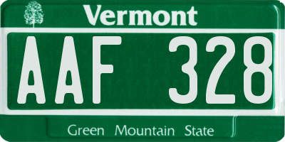 VT license plate AAF328