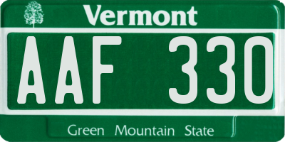 VT license plate AAF330